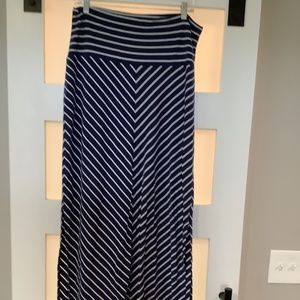 Athleta Blue and White Cheveron Maxi Skirt